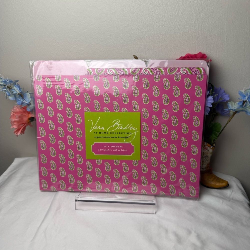 NWT Vera Bradley Bermuda Pink File Folders Retired Pattern LAST ONE!